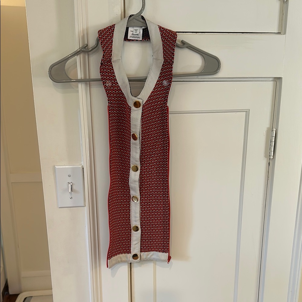 Veronica Beard. Red and White Knit Button-Up Dickey. Never worn, like new.